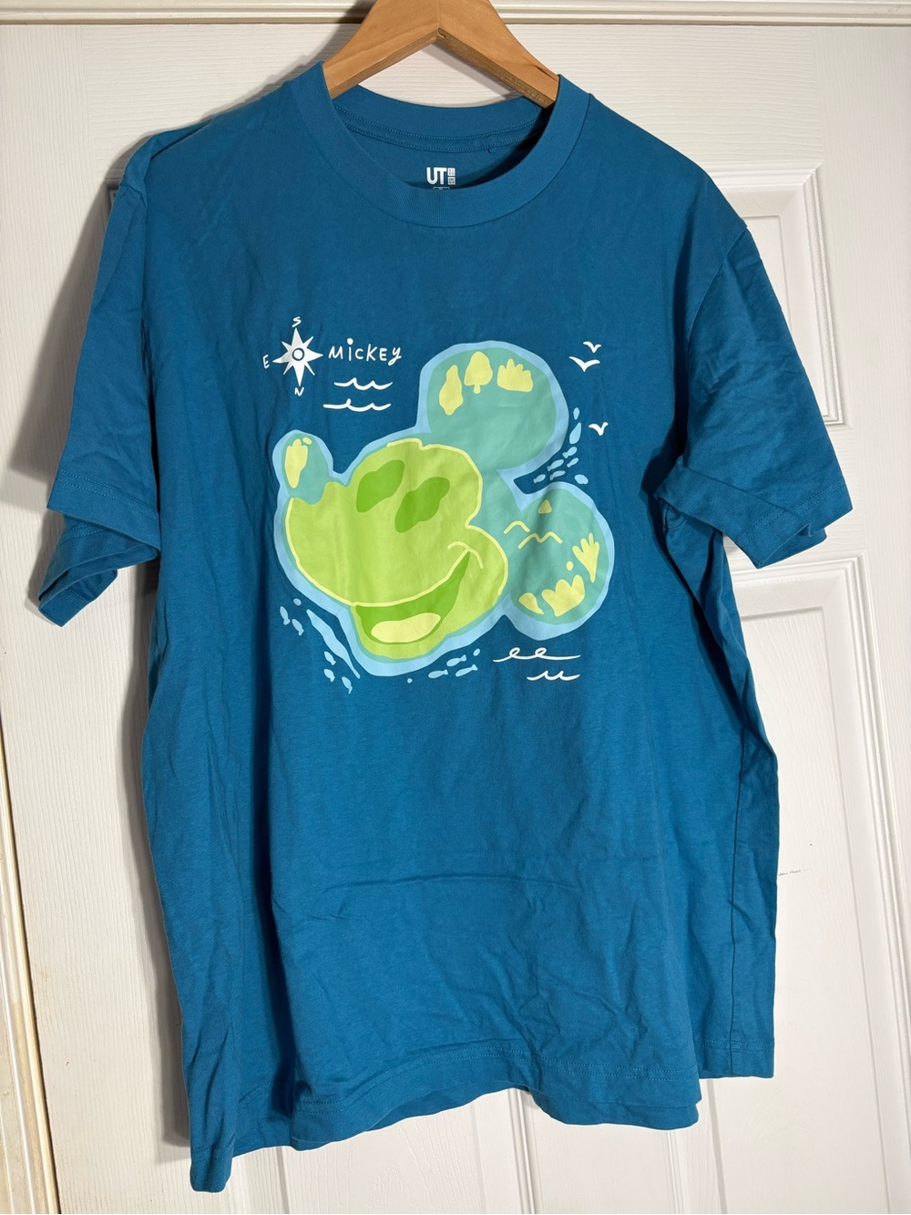 Disney Teal Short Sleeve Tee with Lime Mickey Island Graphic